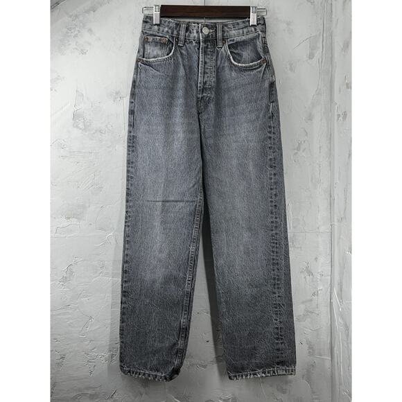 Zara Jeans Gray Loose Fit High Rise Button Fly Women's Size 0 Denim - Picture 2 of 9